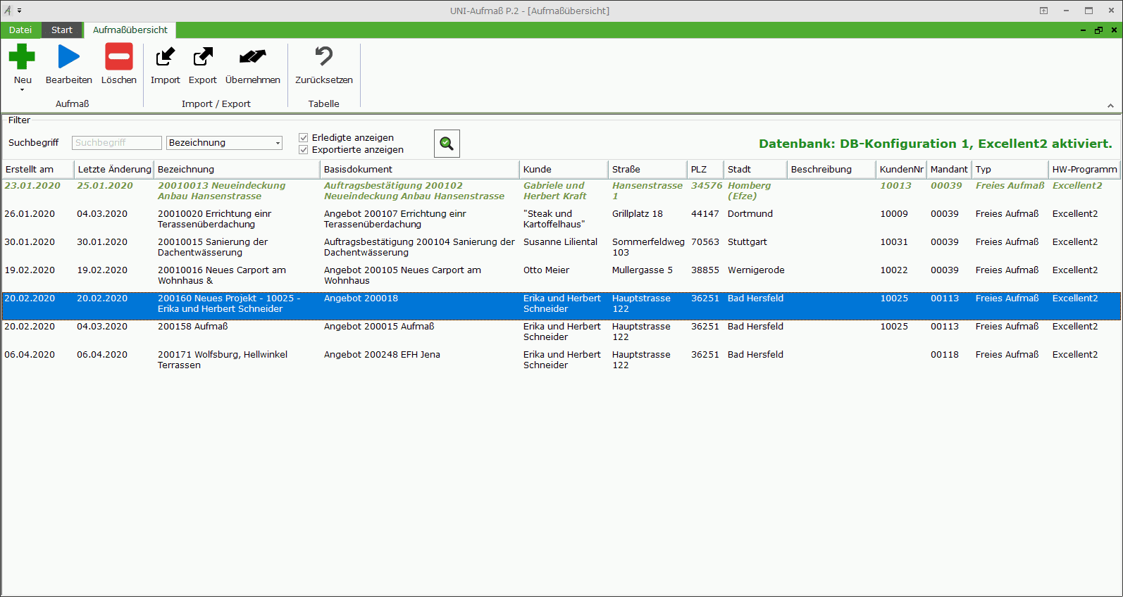 Aufmass P.2 Screenshot – Übersicht Aufmass P.2 Screenshot - Übersicht